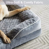 Customized Minimalist Grey Velvet Rectangle Orthopedic Memory Foam Dog Bed