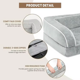 Light Grey Rectangle Short Plush Bug Proof Pet Bed