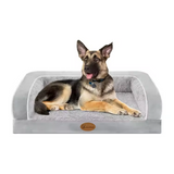 Light Grey Rectangle Short Plush Bug Proof Pet Bed