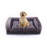Custom Wine Red Velvet Orthopedic Calming Dog Sofa Bed