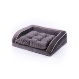 Custom Wine Red Velvet Orthopedic Calming Dog Sofa Bed