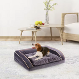 Custom Wine Red Velvet Orthopedic Calming Dog Sofa Bed