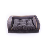 Custom Wine Red Velvet Orthopedic Calming Dog Sofa Bed