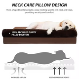 Dark Brown Orthopedic Rectangle 2 Sides Pillow Pet Bed With Bedding