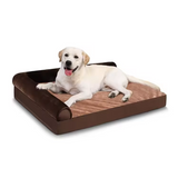 Dark Brown Orthopedic Rectangle 2 Sides Pillow Pet Bed With Bedding
