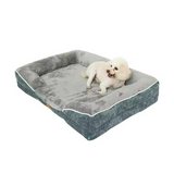 Custom Rectangle Orthopedic Foam Pet Bed With Side Pillow
