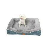 Custom Rectangle Orthopedic Foam Pet Bed With Side Pillow
