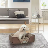 Custom Eco Friendly Plaid Plush Square Dog Sofa Beds