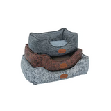 Custom Top Selling High Quality Popular Soft Pu Leather Plush Square Pet Bed