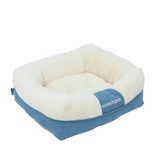 Eco Friendly Machine Washable Luxury Blue Linen Plush Square Dog Bed