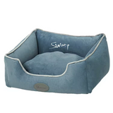 High Quality Durable Blue Plush Square Pet Bed