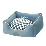 High Quality Durable Blue Plush Square Pet Bed