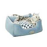 High Quality Durable Blue Plush Square Pet Bed