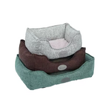 Manufacturer Custom Luxury Fabric Plush Square Pet Boucle Dog Bed