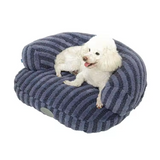 Manufacturer Washable Blue Vertical Striped Plush Dog Sofa Bed