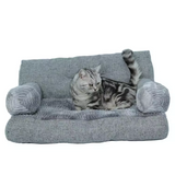 Custom Grey Plush Rectangle Orthopedic Dog Sofa Bed Outdoor Travel