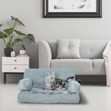 Custom Grey Plush Rectangle Orthopedic Dog Sofa Bed Outdoor Travel