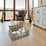 Eco Friendly Comfortable Modern Fancy Check Canvas Square Pet Sofa Bed