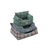 Eco Friendly Comfortable Modern Fancy Check Canvas Square Pet Sofa Bed