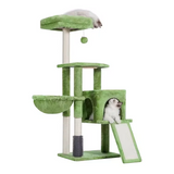 Factory Custom Green Velvet Multi-level Personalized Cat Scratching Tree Tower