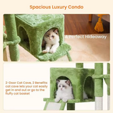 Factory Custom Green Velvet Multi-level Personalized Cat Scratching Tree Tower