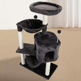 Custom Scratcher Sisal Simple Black Velvet Cat Tree Tower With Hammock Bed