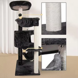 Custom Scratcher Sisal Simple Black Velvet Cat Tree Tower With Hammock Bed