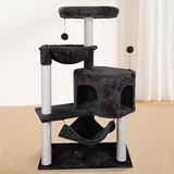 Custom Scratcher Sisal Simple Black Velvet Cat Tree Tower With Hammock Bed