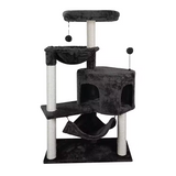 Custom Scratcher Sisal Simple Black Velvet Cat Tree Tower With Hammock Bed