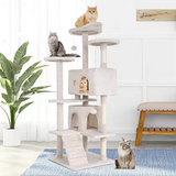 Custom Luxury Beige Velvet Cat Tree Tower Best Seller Scraper For Cats