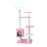 Custom Pink Velvet Cat Scratching Post Tree Scratcher Sisal Tree Tower