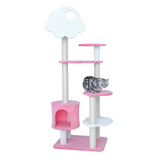 Custom Pink Velvet Cat Scratching Post Tree Scratcher Sisal Tree Tower