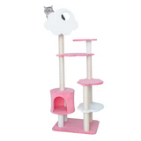 Custom Pink Velvet Cat Scratching Post Tree Scratcher Sisal Tree Tower