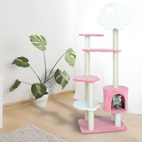 Custom Pink Velvet Cat Scratching Post Tree Scratcher Sisal Tree Tower
