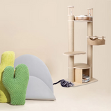 Modern Wood Multi-level Tower Tree House With Hammock Cat Condo Furniture