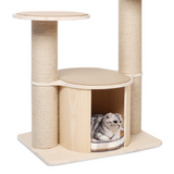 Modern Wood Multi-level Tower Tree House With Hammock Cat Condo Furniture