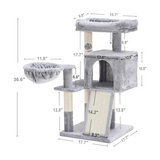 Modern Cat Climbing Frame Sisal Rope Grey Cat Activity Tree Tower