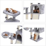 Modern Cat Climbing Frame Sisal Rope Grey Cat Activity Tree Tower