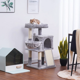 Modern Cat Climbing Frame Sisal Rope Grey Cat Activity Tree Tower