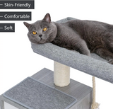 Custom Luxury Modern Multi Level Grey Cat Tree House Tower