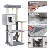 Custom Luxury Modern Multi Level Grey Cat Tree House Tower