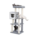 Custom Luxury Modern Multi Level Grey Cat Tree House Tower