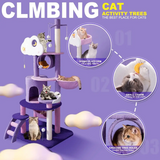 Custom Luxury Modern Multi Level Purple Cat Tree With Cloud