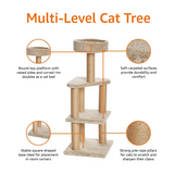Factory Pet Beige Cat Scratching Tree Condo With Sisal Scratching