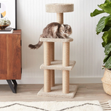Factory Pet Beige Cat Scratching Tree Condo With Sisal Scratching