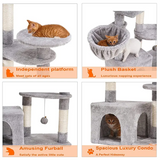 Modern Climbing Frame Sisal Rope Grey Cat Activity Tree Tower