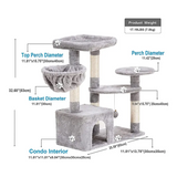 Modern Climbing Frame Sisal Rope Grey Cat Activity Tree Tower