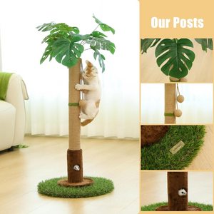 Indoor Cat Scratching Post With Sisal Rope And Palm Tree With Hanging Ball