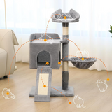 Indoor Cat Tree Tower with Sisal Scratching Post Cat Furniture Light Grey