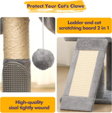 Indoor Cat Tree Tower with Sisal Scratching Post Cat Furniture Light Grey